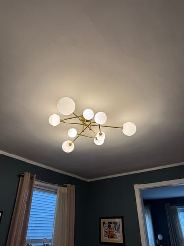 Customer photo review of Opal Glass Bubble Brass Linear Sputnik Semi Flush Mount