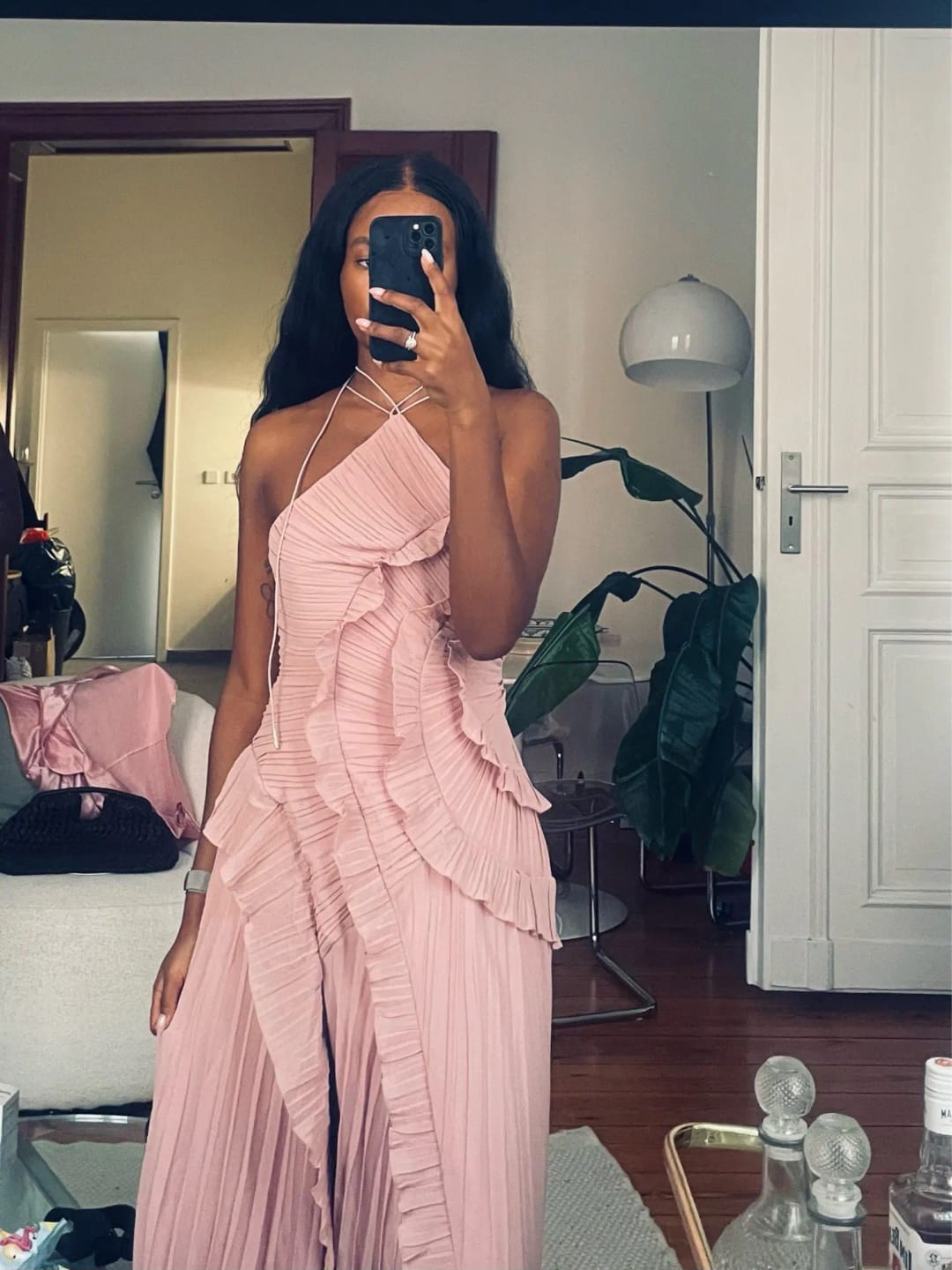 Customer photo review of Ruffa Halter Strap Ruffled Tule Dress