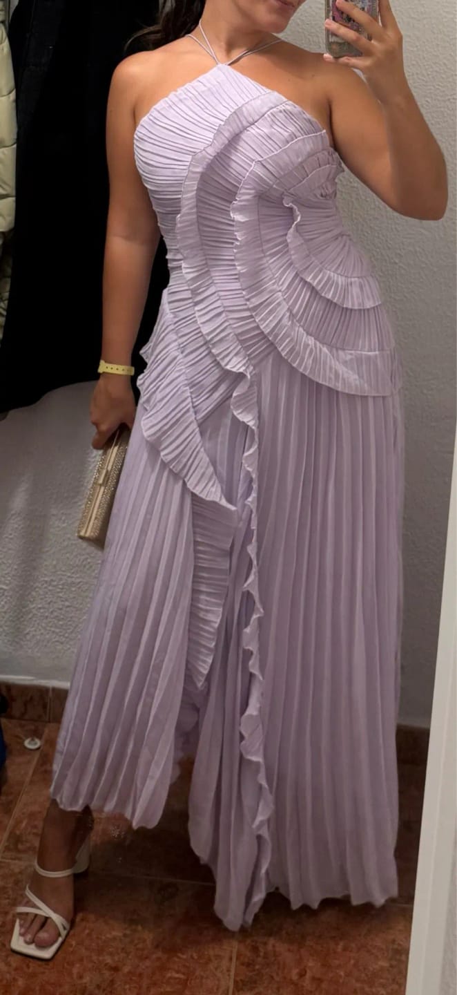 Customer photo review of Ruffa Halter Strap Ruffled Tule Dress
