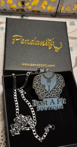 Customer photo review of Custom Logo Engraved Photo Pendant Necklace