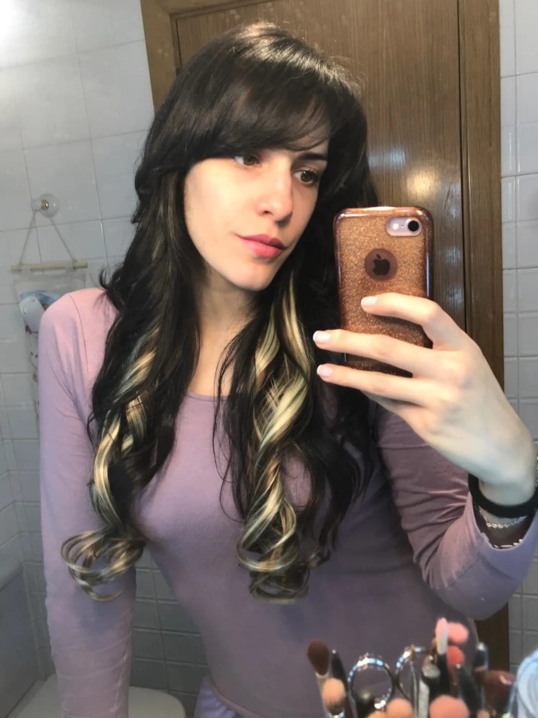 Customer photo review of Halo Human Hair Extensions Light Volume All Shades