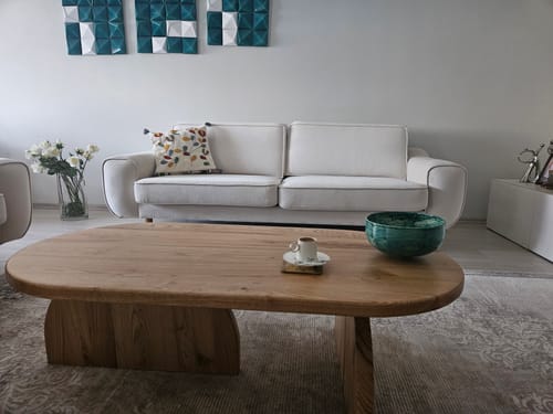 Customer photo review of Ahşap Orta Sehpa - Japandi Stili Kestane Bohem Sehpa
