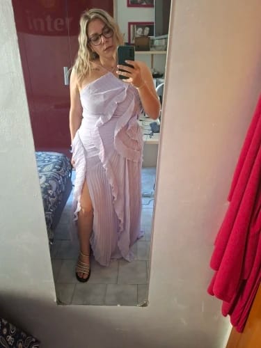 Customer photo review of Ruffa Halter Strap Ruffled Tule Dress