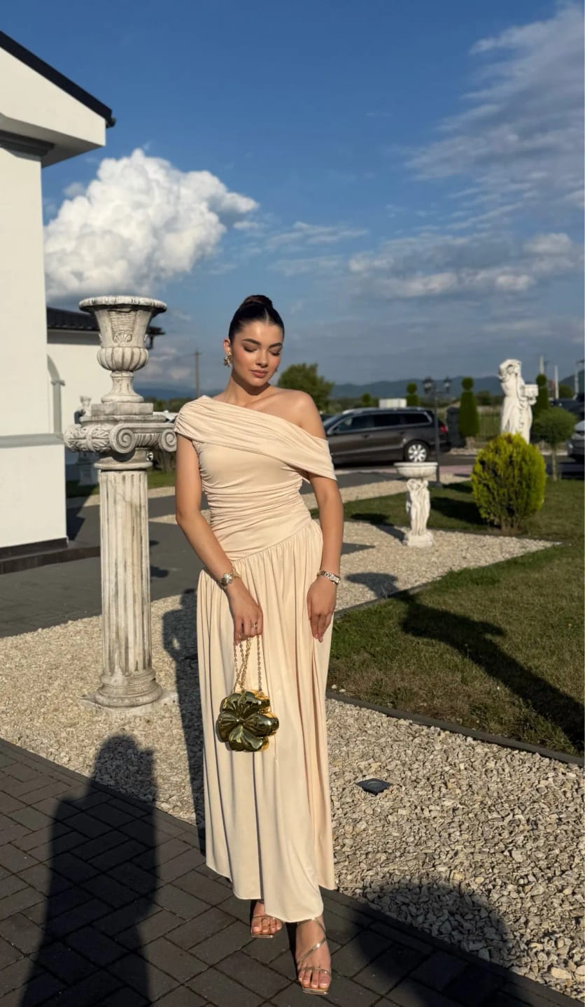 Customer photo review of Ingrid One Shoulder Maxi Dress