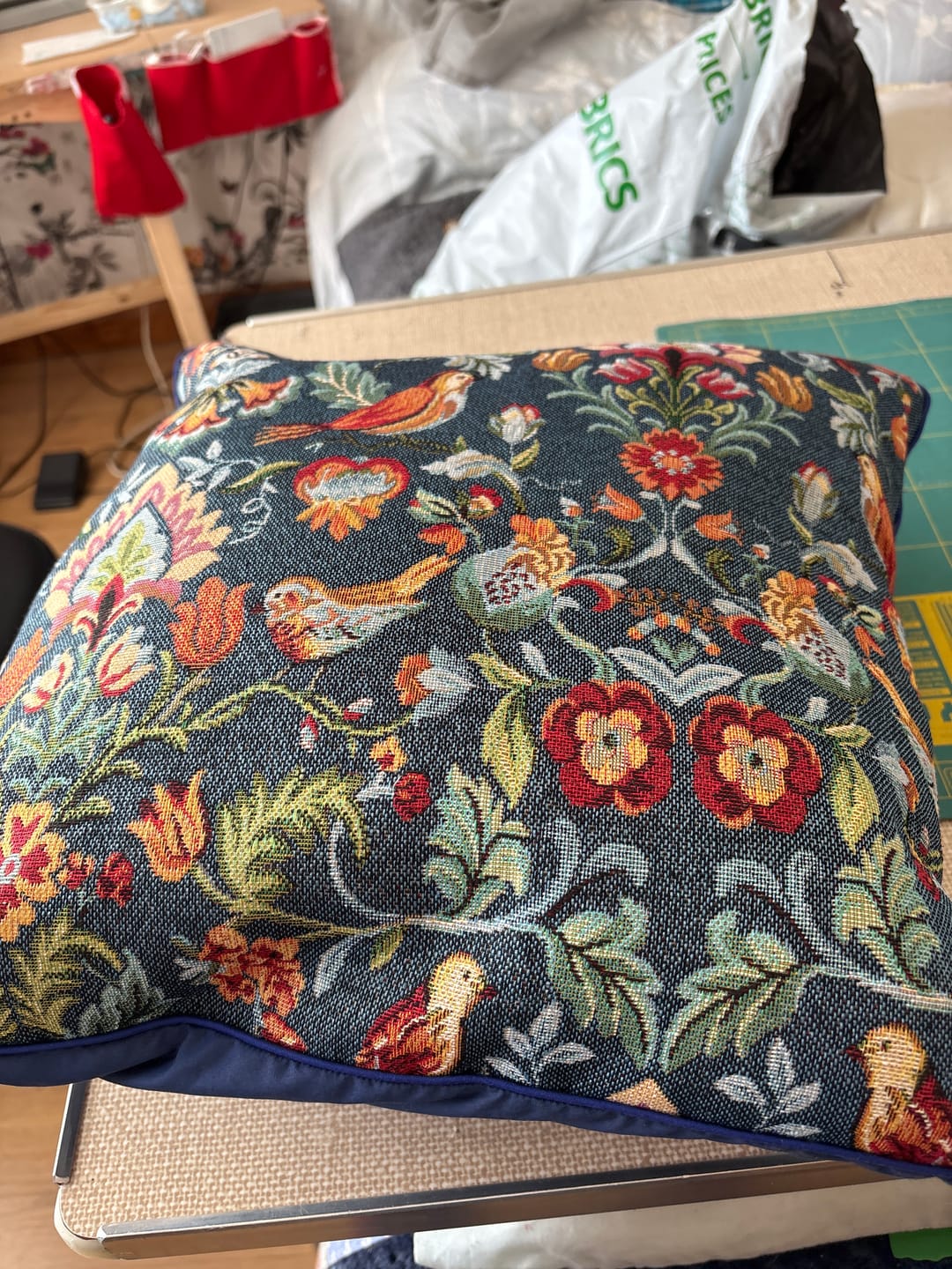 Customer photo review of Birds and Flowers Tapestry Fabric