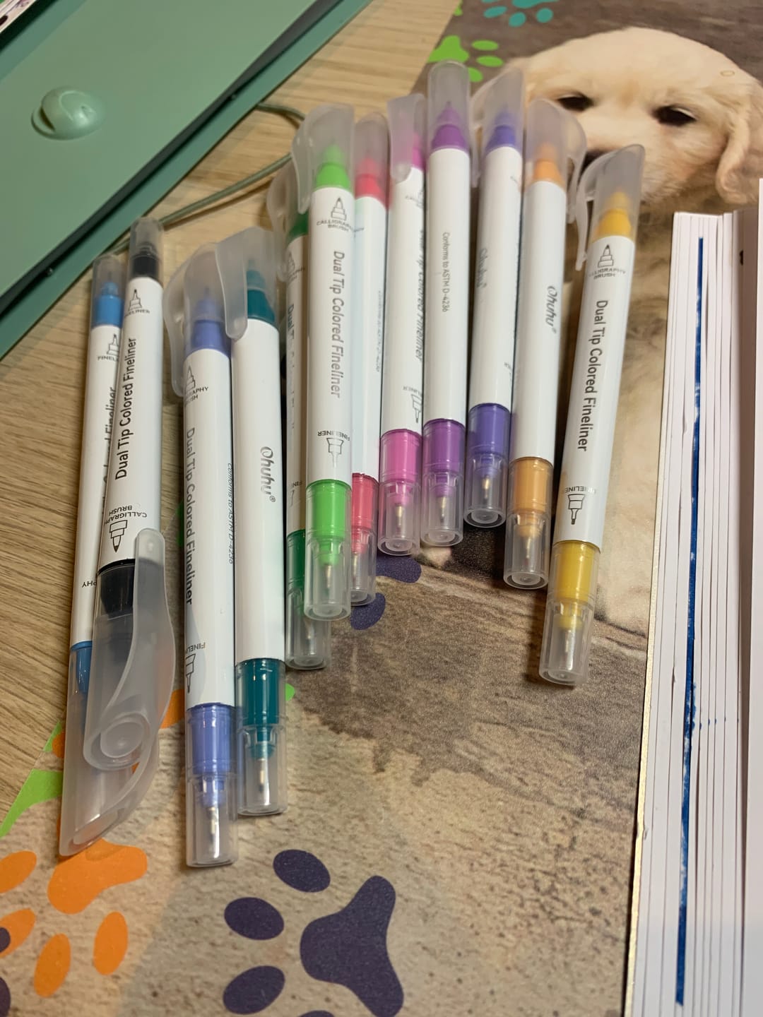 Customer photo review of Ohuhu Colored Fineliner & Brush Pens, 12 Colors