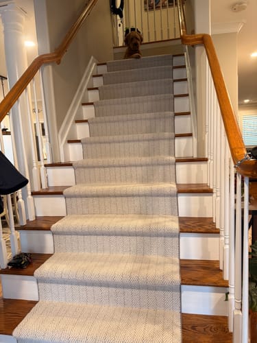 Customer photo review of Amalfi Carrara Herringbone Stair Runner