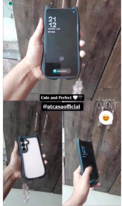 Customer photo review of Samsung Cat Ear Cute Bumper Pre-Order Transparent Clear Case