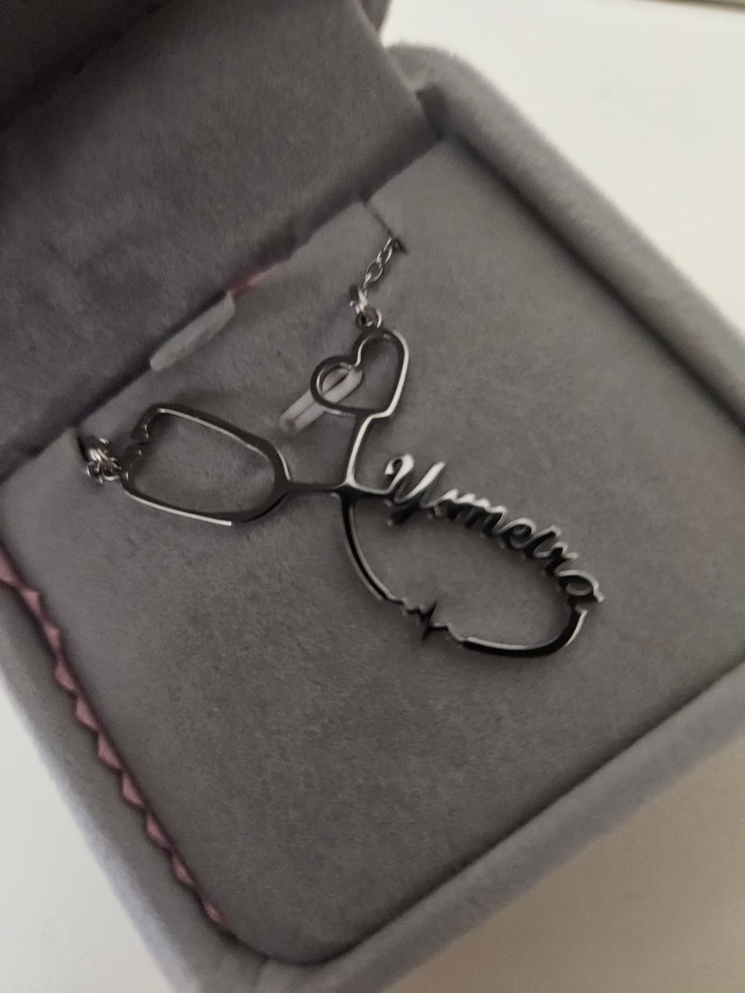 Customer photo review of Stethoscope Name Necklace EKG