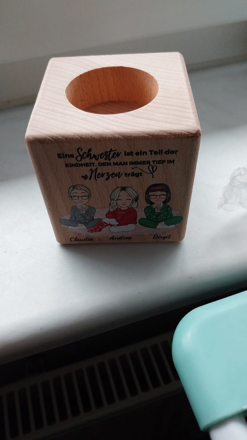 Customer photo review of Herzensmenschen - Personalisierter Kerzenwürfel