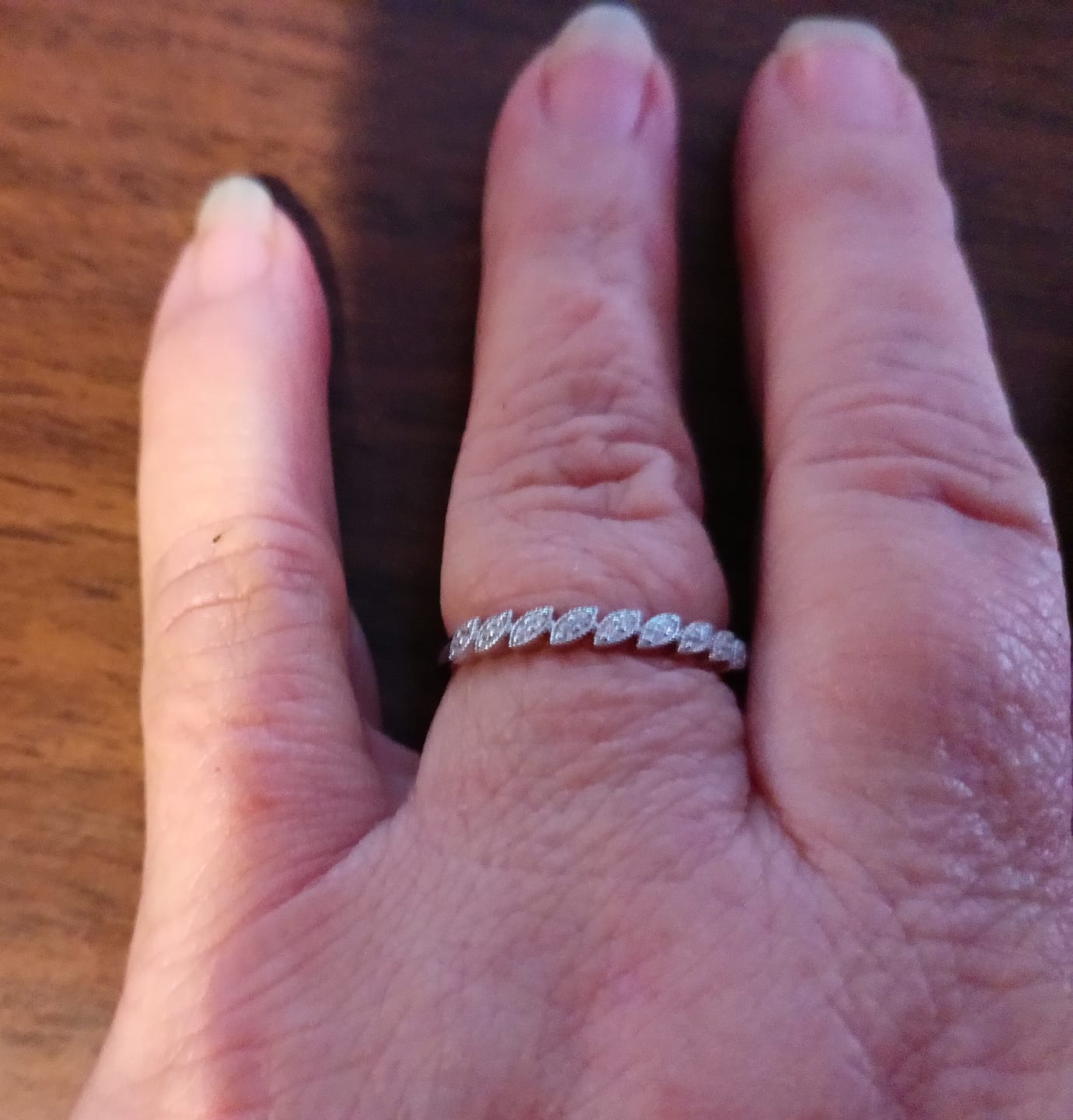 Customer photo review of Tori 18k White Gold Plated Ring with Round Cut Swarovski Crystals