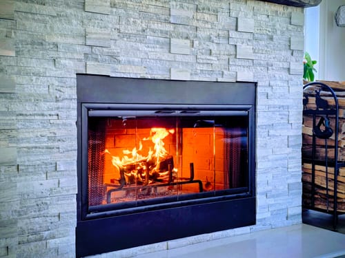 Customer photo review of Rainbow Fireplace Glass Doors | Custom Prefab Fit