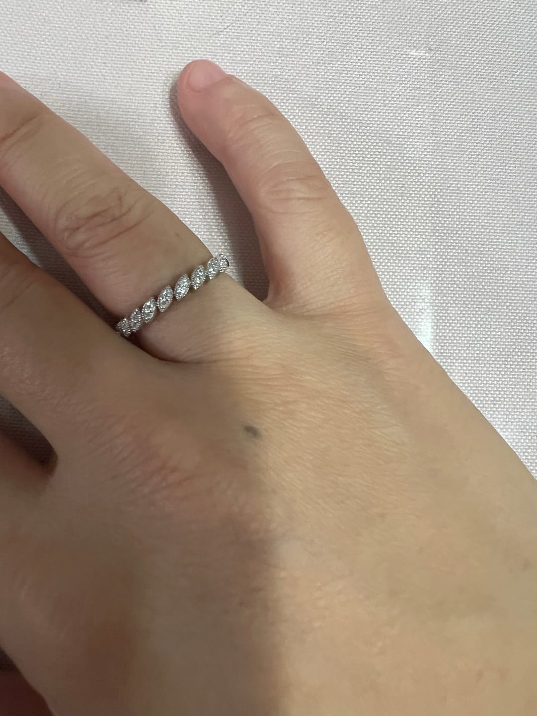 Customer photo review of Tori 18k White Gold Plated Ring with Round Cut Swarovski Crystals