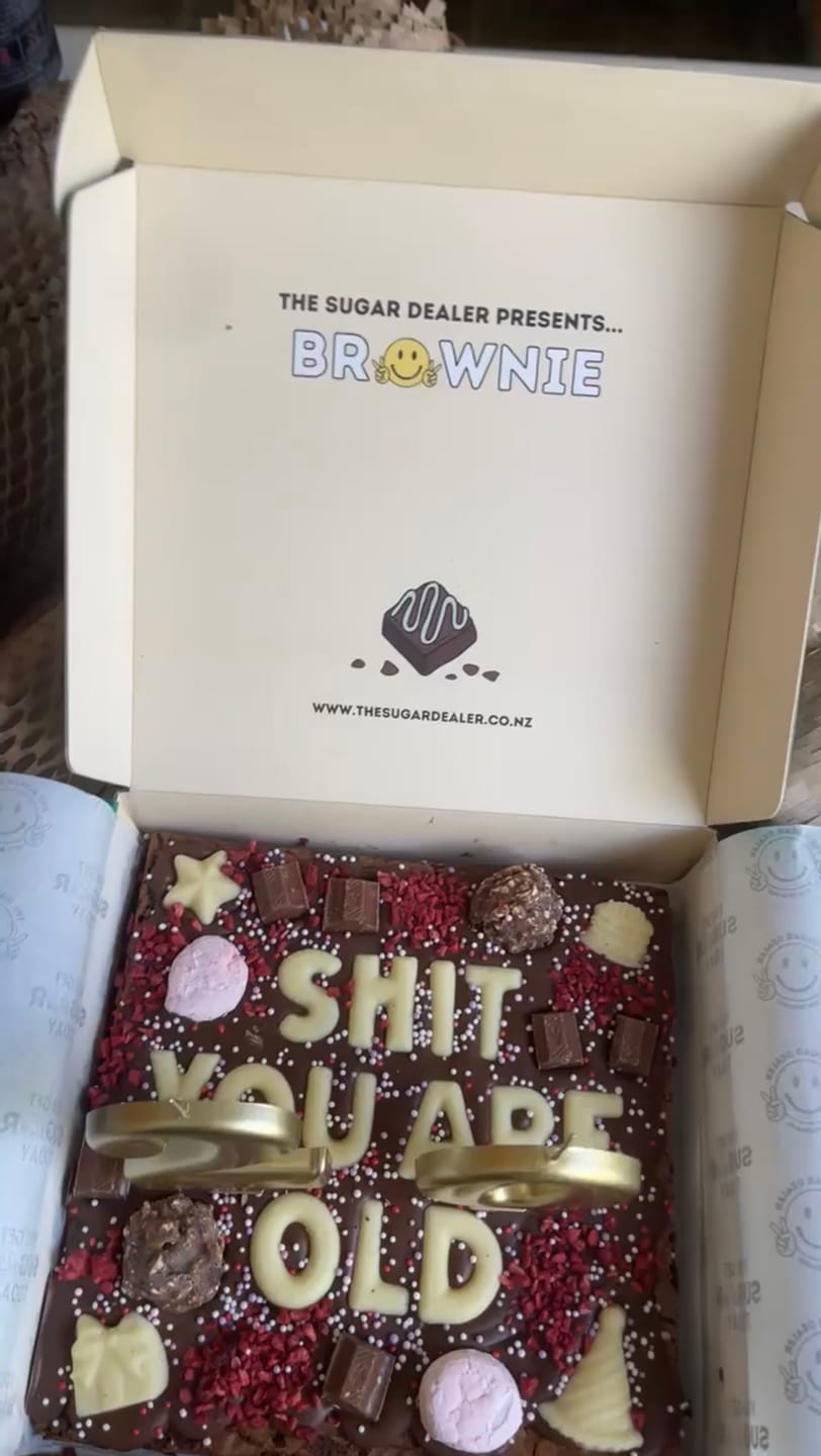 Customer photo review of Custom message birthday brownie