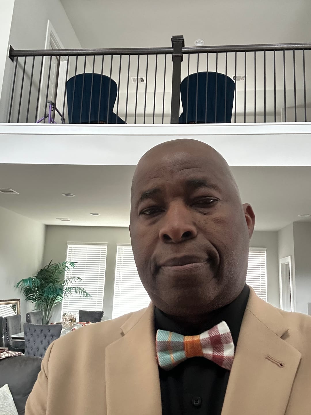 Customer photo review of Taupe Autumn Floral Bow Tie- Terracotta & Burnt Orange