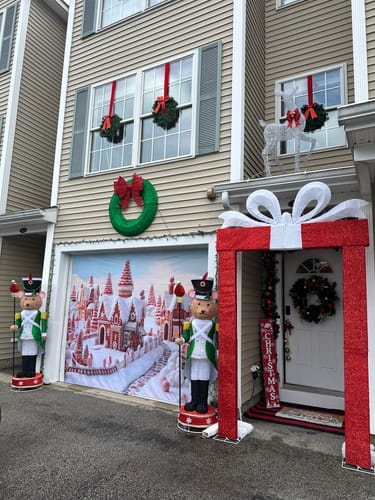 Customer photo review of Christmas Gingerbread Village Garage Door Wrap Cover Home Decoration