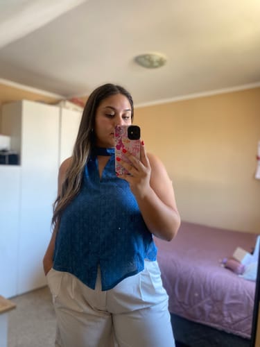 Customer photo review of Top Halter Blue