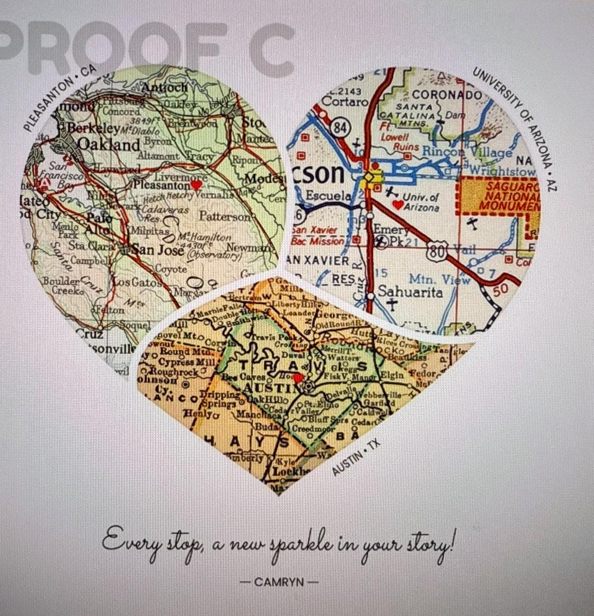 Customer photo review of Personalized Heart Map Print