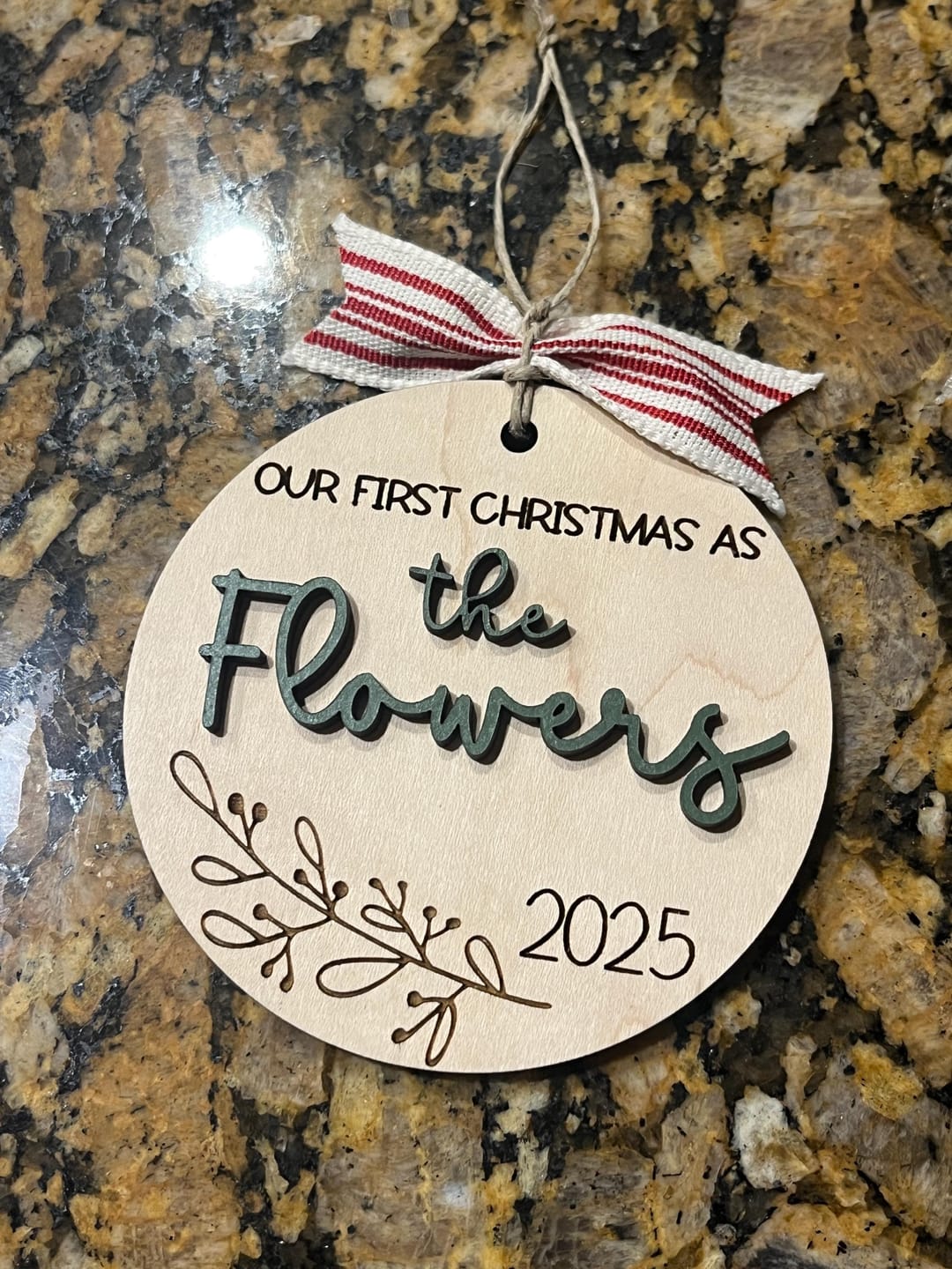 Customer photo review of Our First Christmas Married Ornament 2025