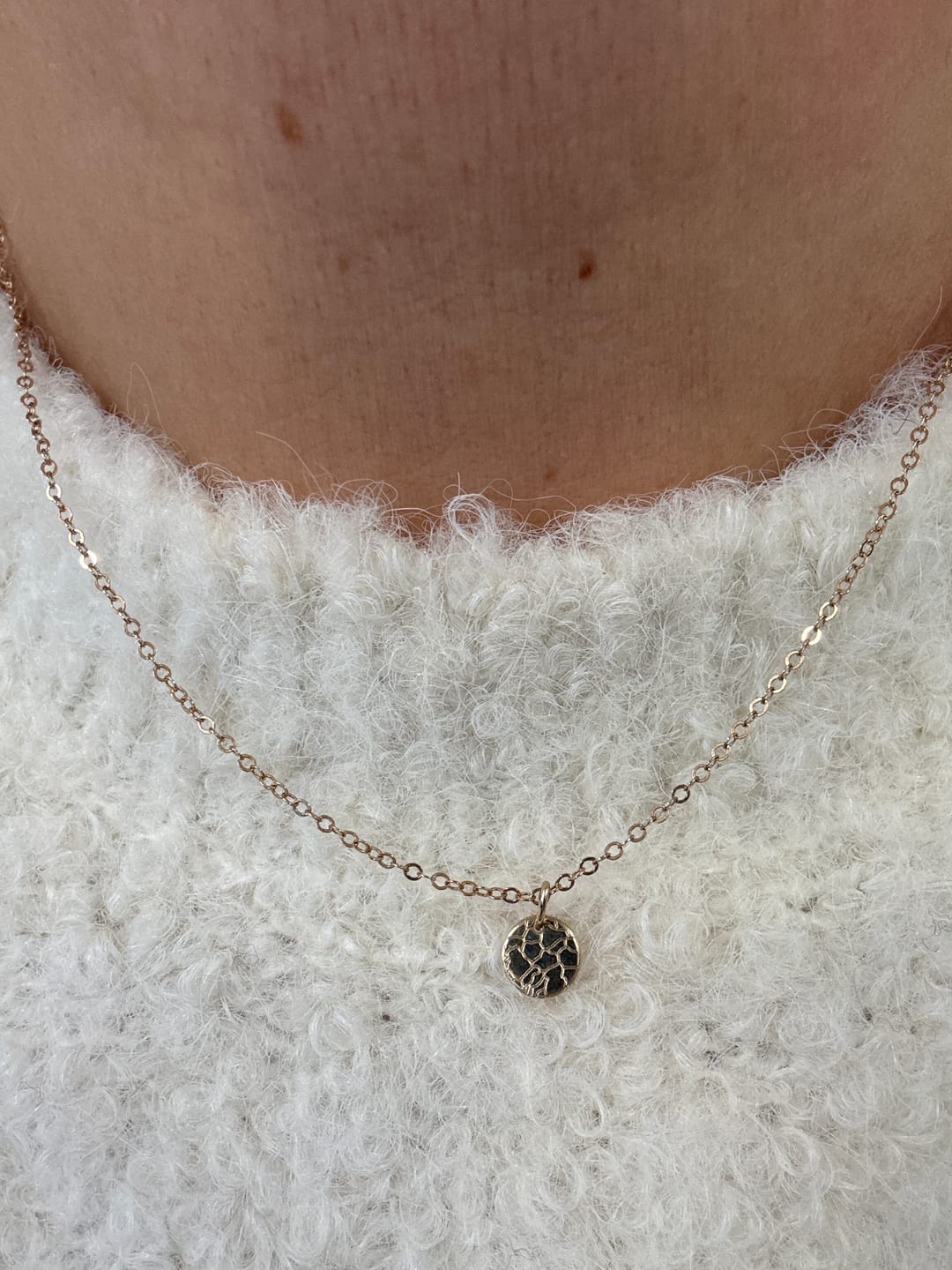 Customer photo review of Akela Tiny Focus Noseprint Necklace