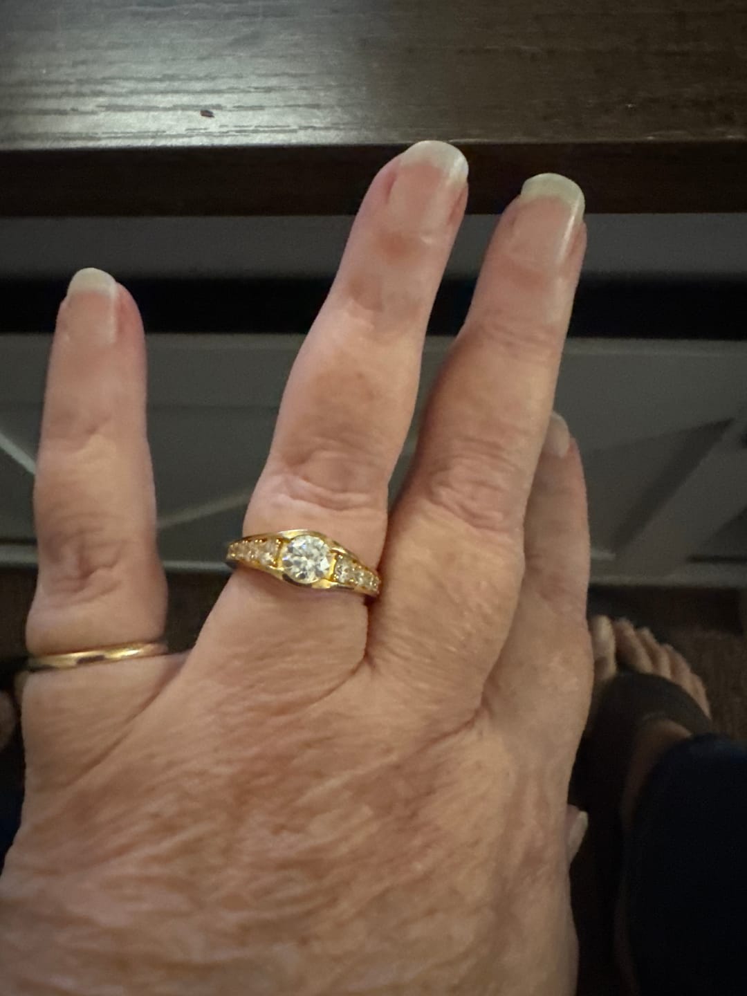 Customer photo review of Bezel Round Moissanite Channel Euro Shank Engagement Ring
