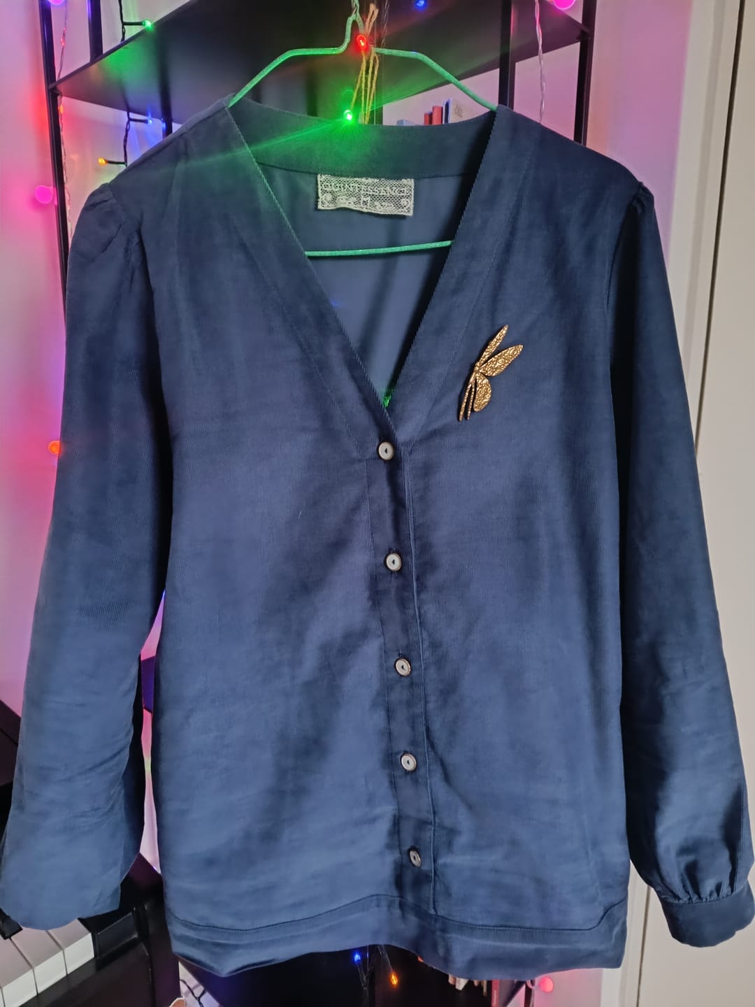 Customer photo review of Blouse Léocadie - velours milleraies bleu océan