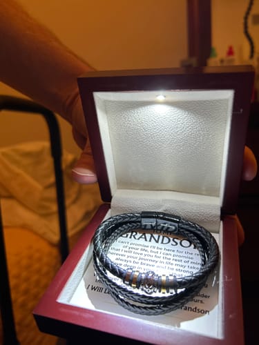 Customer photo review of To My Grandson | Braided Leather Bracelet Gift Set - SS585