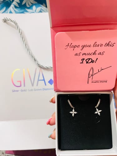 Customer photo review of Silver Zircon Floret Drop Earrings