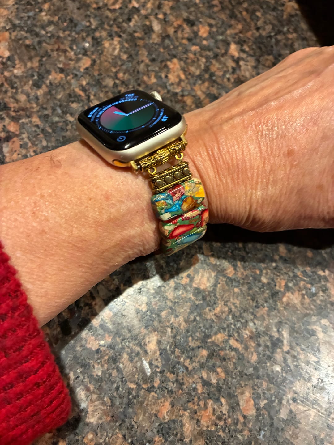 Customer photo review of Chic Flower Stretch Apple Watch Strap