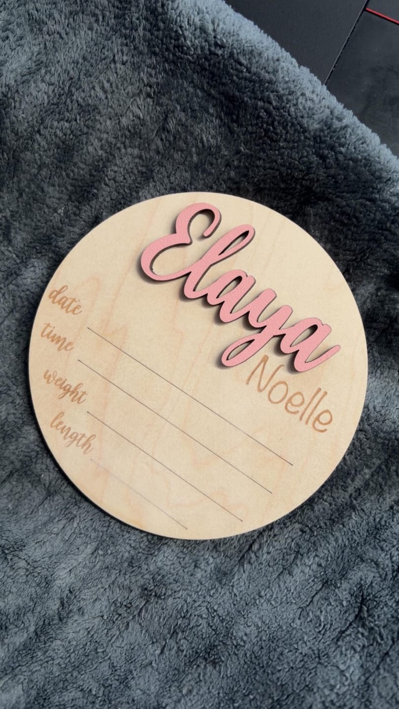 Customer photo review of Baby Name Announcement Sign with Stats