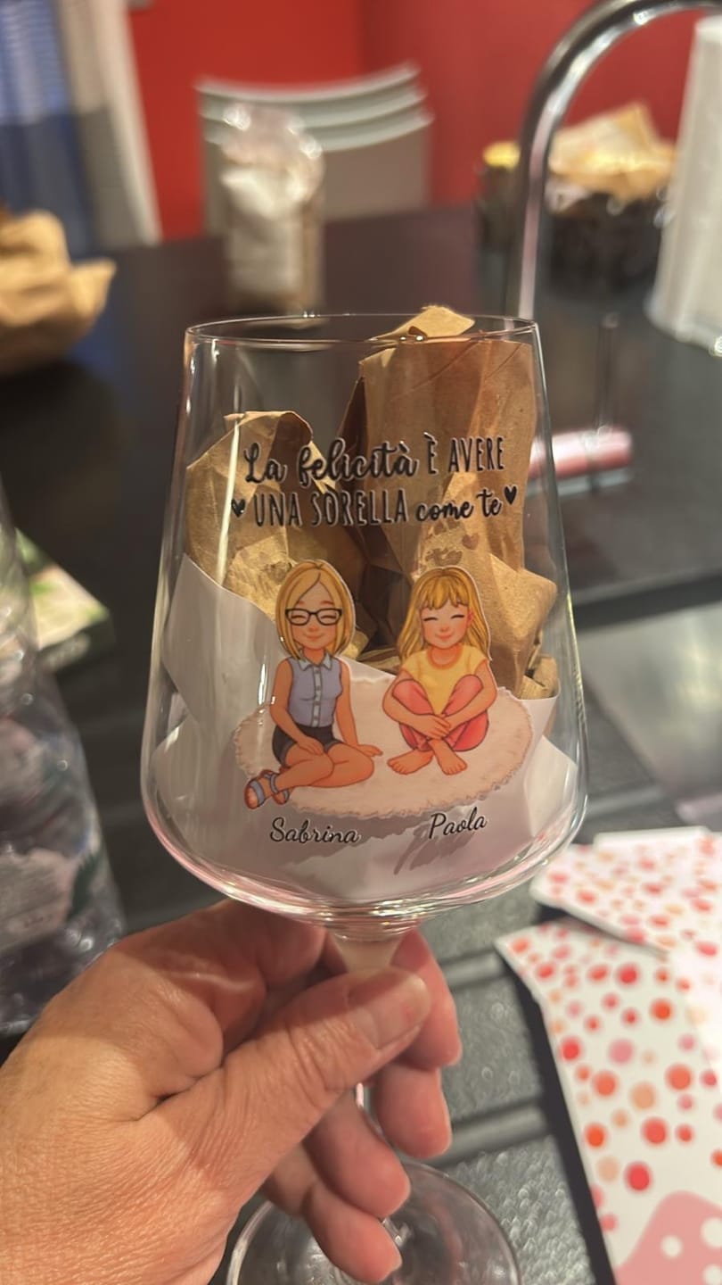 Customer photo review of Cin Cin! - Bicchiere da vino personalizzato per migliori amiche