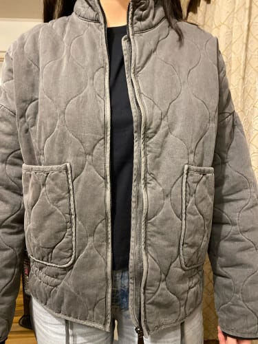 Customer photo review of ZW Women's Cotton Jacket  2025 New Arrival Vintage Lenzing Rayon High Collar Large Pocket Decorative Quilted Coat for Women