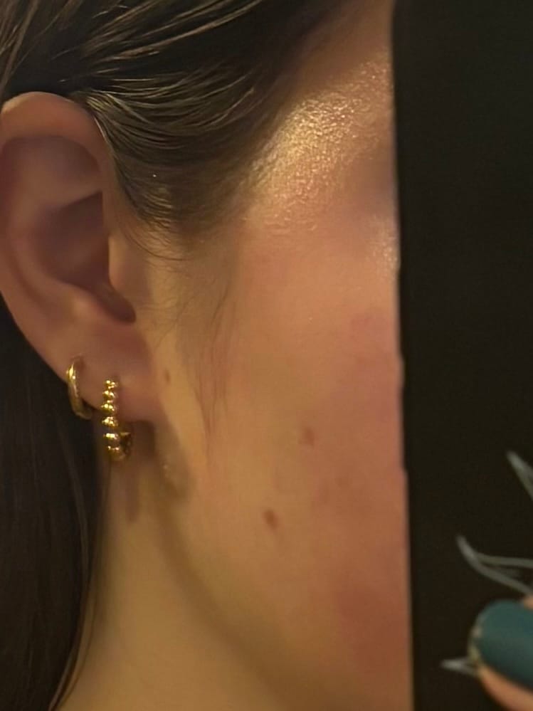 Customer photo review of Soraya Gold Bead Hoop Earrings