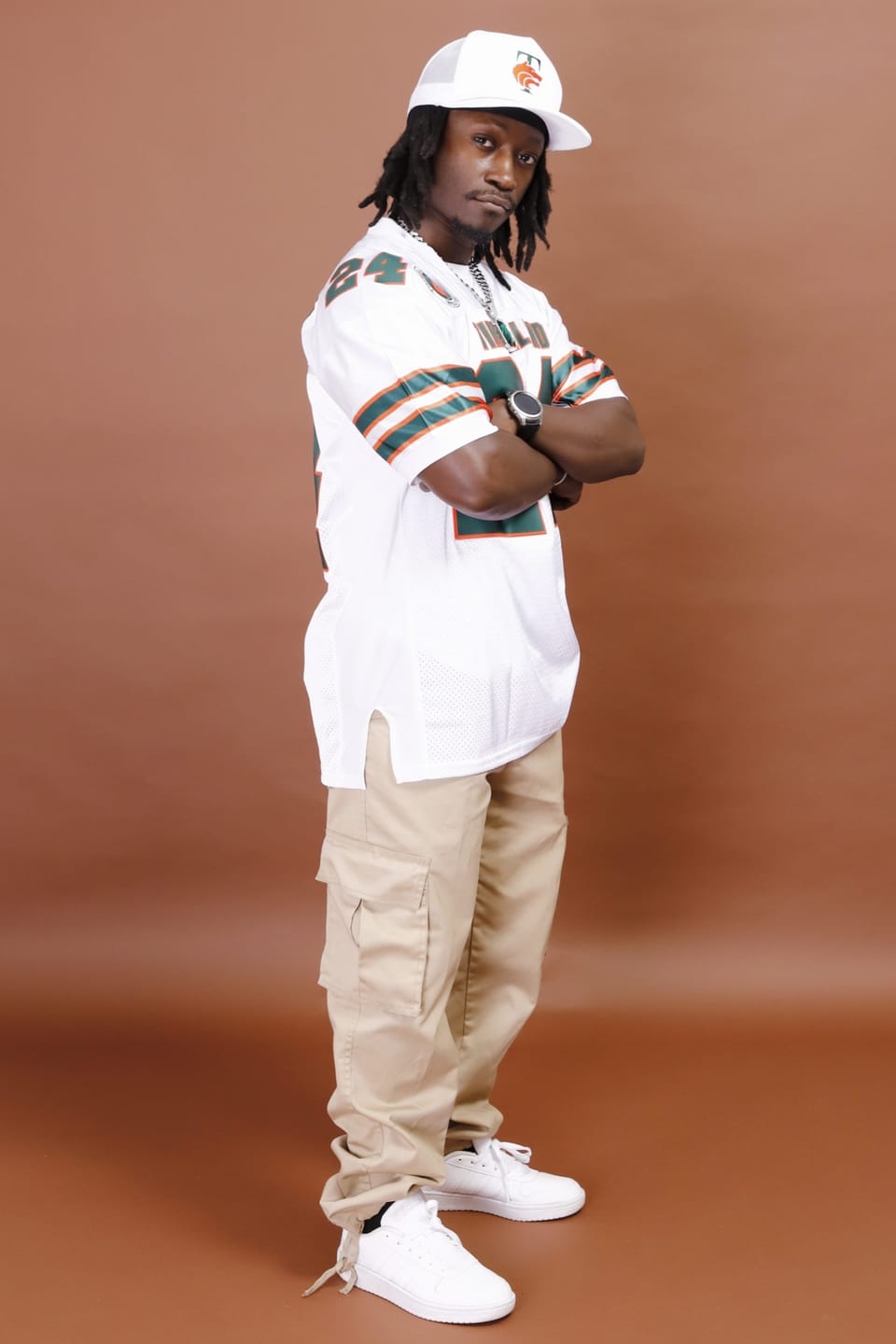 Customer photo review of Custom Green White-Gold Classic Style Mesh Authentic Football Jersey