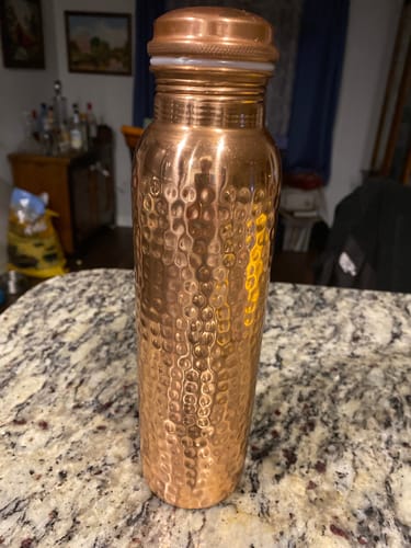Customer photo review of Certified Ayurveda® Pure Copper Water Bottle - V2.2 Hand-Hammered Edition