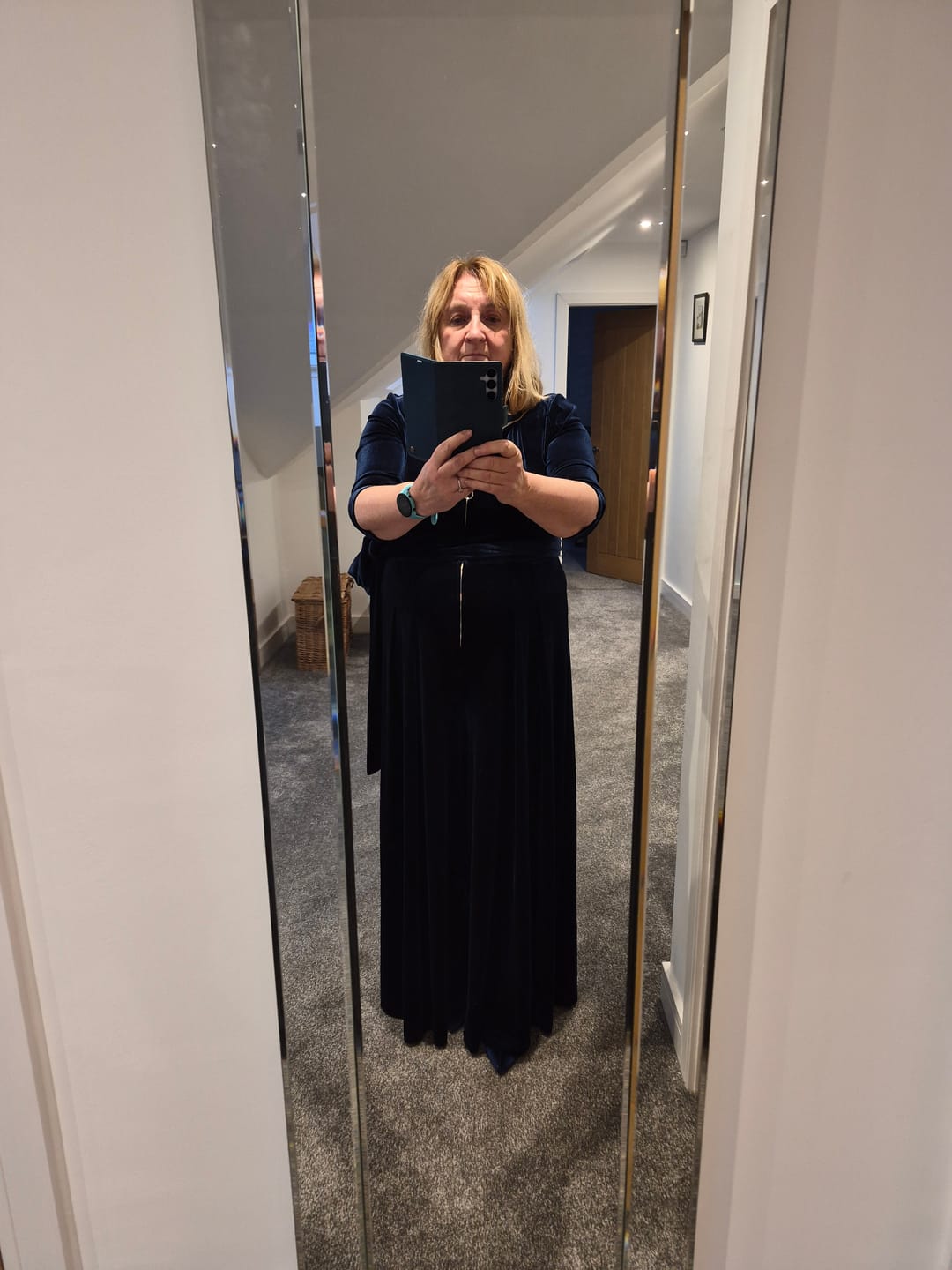 Customer photo review of 'Hampstead' Velvet Luxe Zip Jumpsuit in Navy - Despatches wc 15th Dec