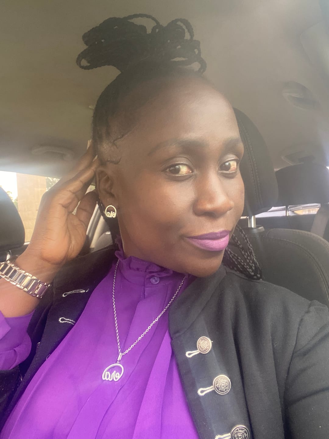 Customer photo review of Silver Precious Era Logo Hoops