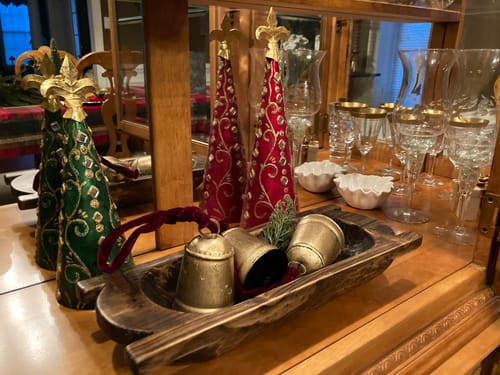 Customer photo review of Burgundy Velvet & Gold Bell Hanger