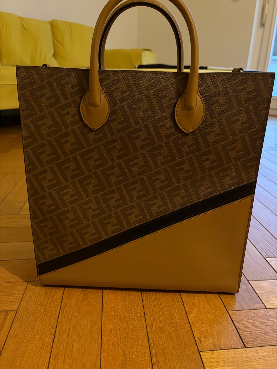 Customer photo review of FENDI 38 BAG FF MONOGRAM FF CAMEL BROWN CALFSKIN WITH STRAP