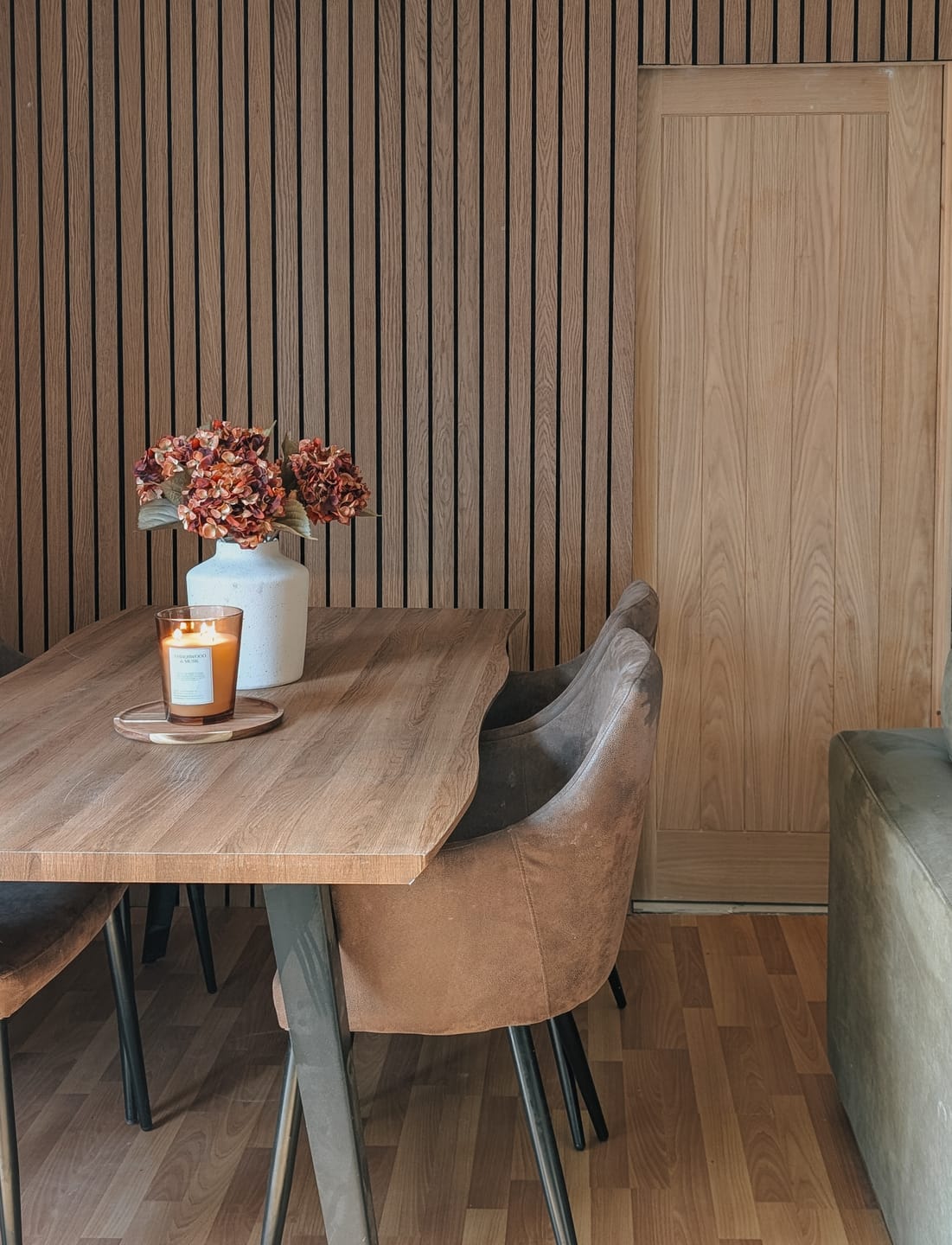 Customer photo review of SlatWall Acoustic Medium Oak Panel