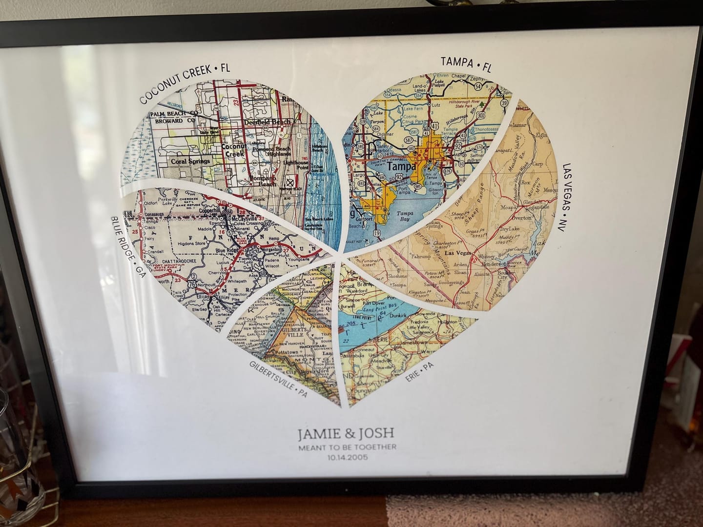 Customer photo review of Personalized Heart Map Print