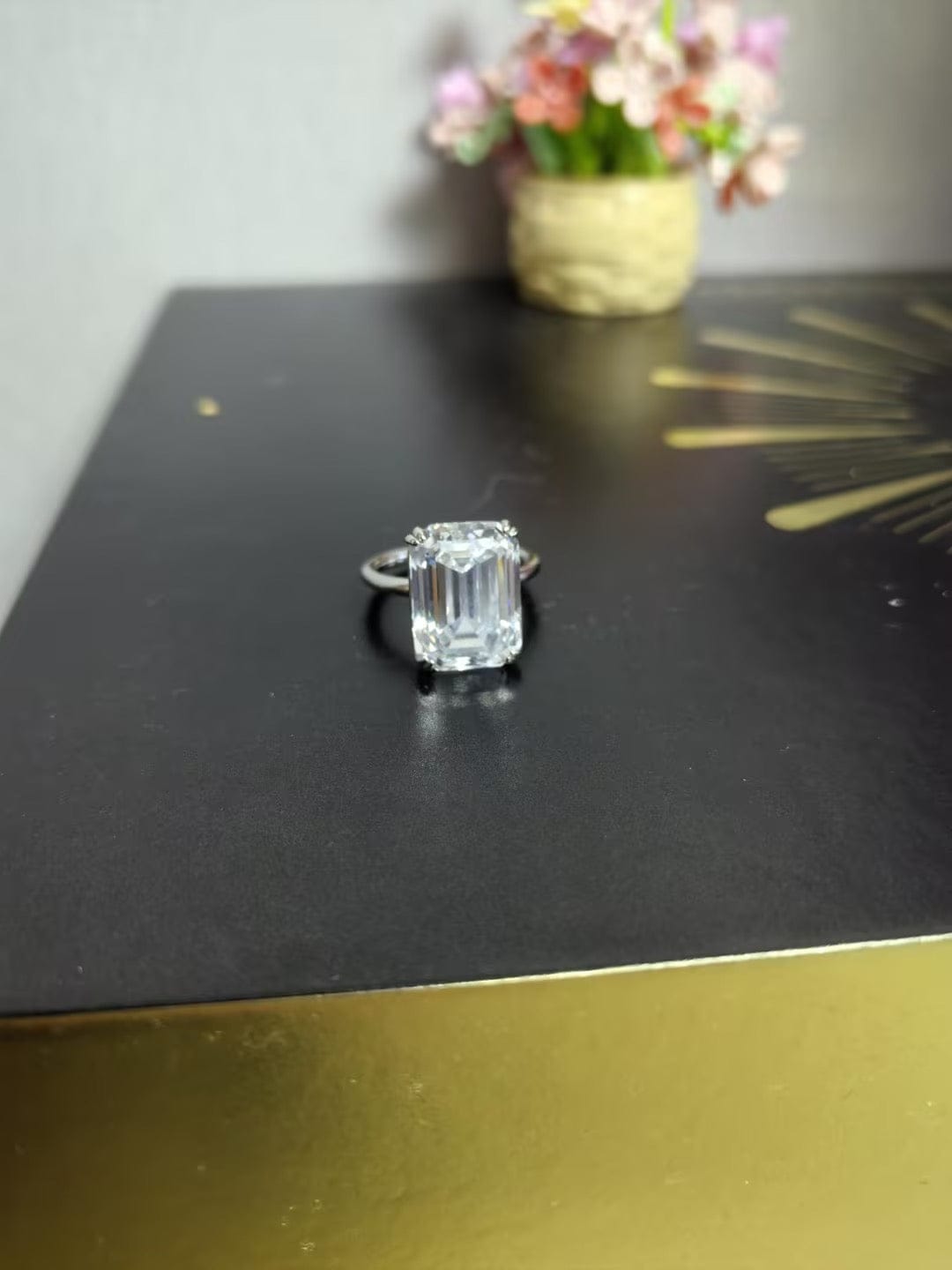 Customer photo review of S925 5.0/11.5 Ct Emerald Cut Engagement Ring In Sterling Silver Classic Everyday Wearable Ring