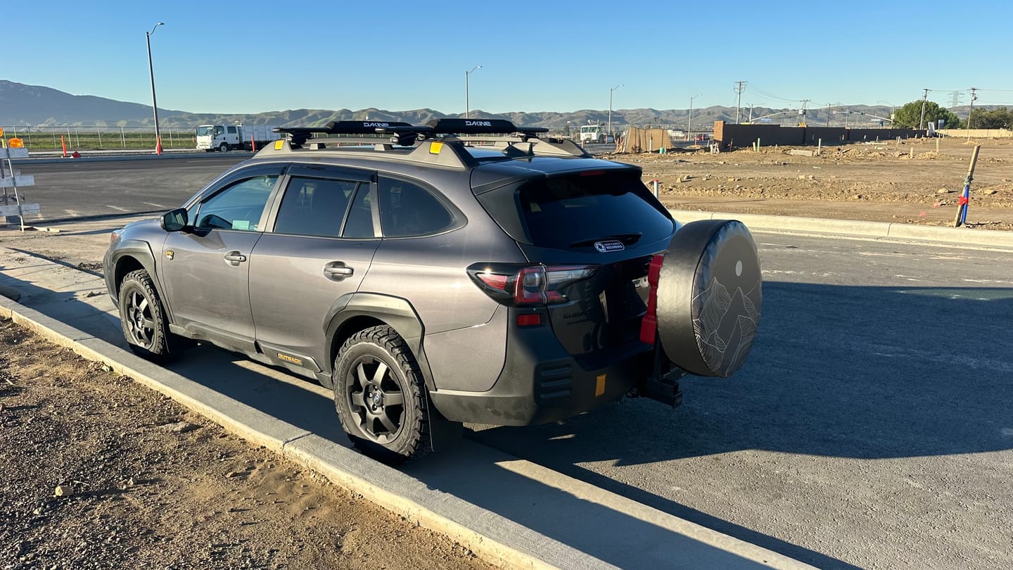 Customer photo review of Linear Mountain Landscape Spare Tire Cover for Campers, RV, Jeep, Bronco, Van, & More