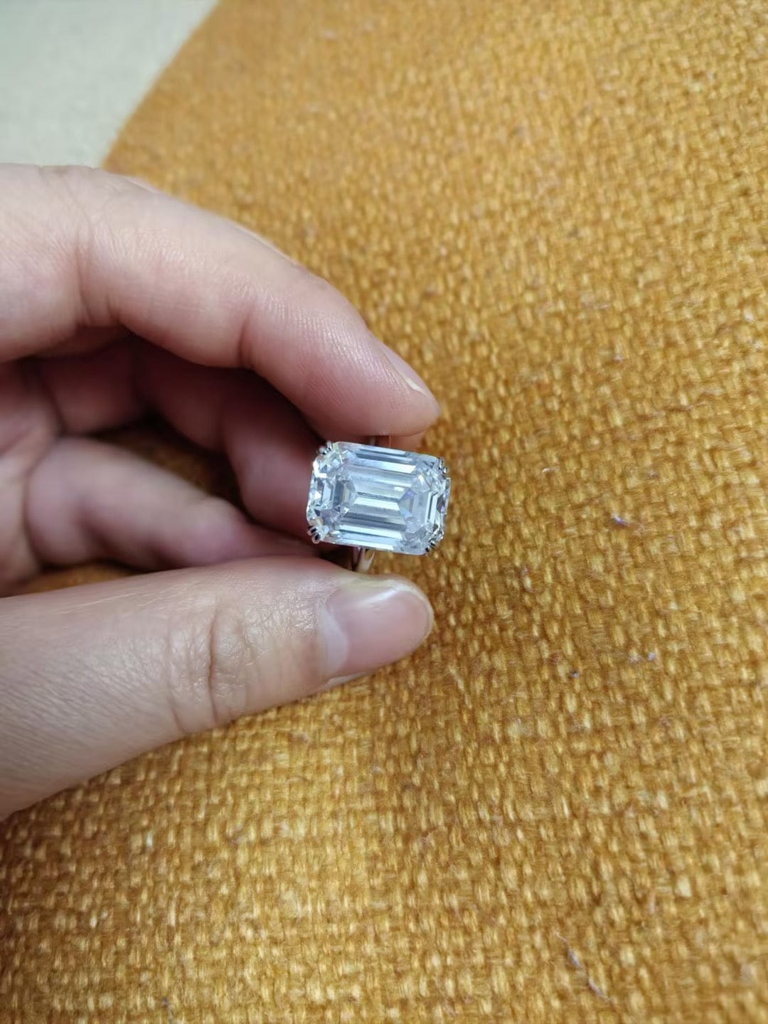 Customer photo review of S925 5.0/11.5 Ct Emerald Cut Engagement Ring In Sterling Silver Classic Everyday Wearable Ring