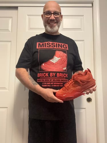 Customer photo review of Missing Sneaker SNRT Sneaker Tees - Air Jordan 4 Brick By Brick