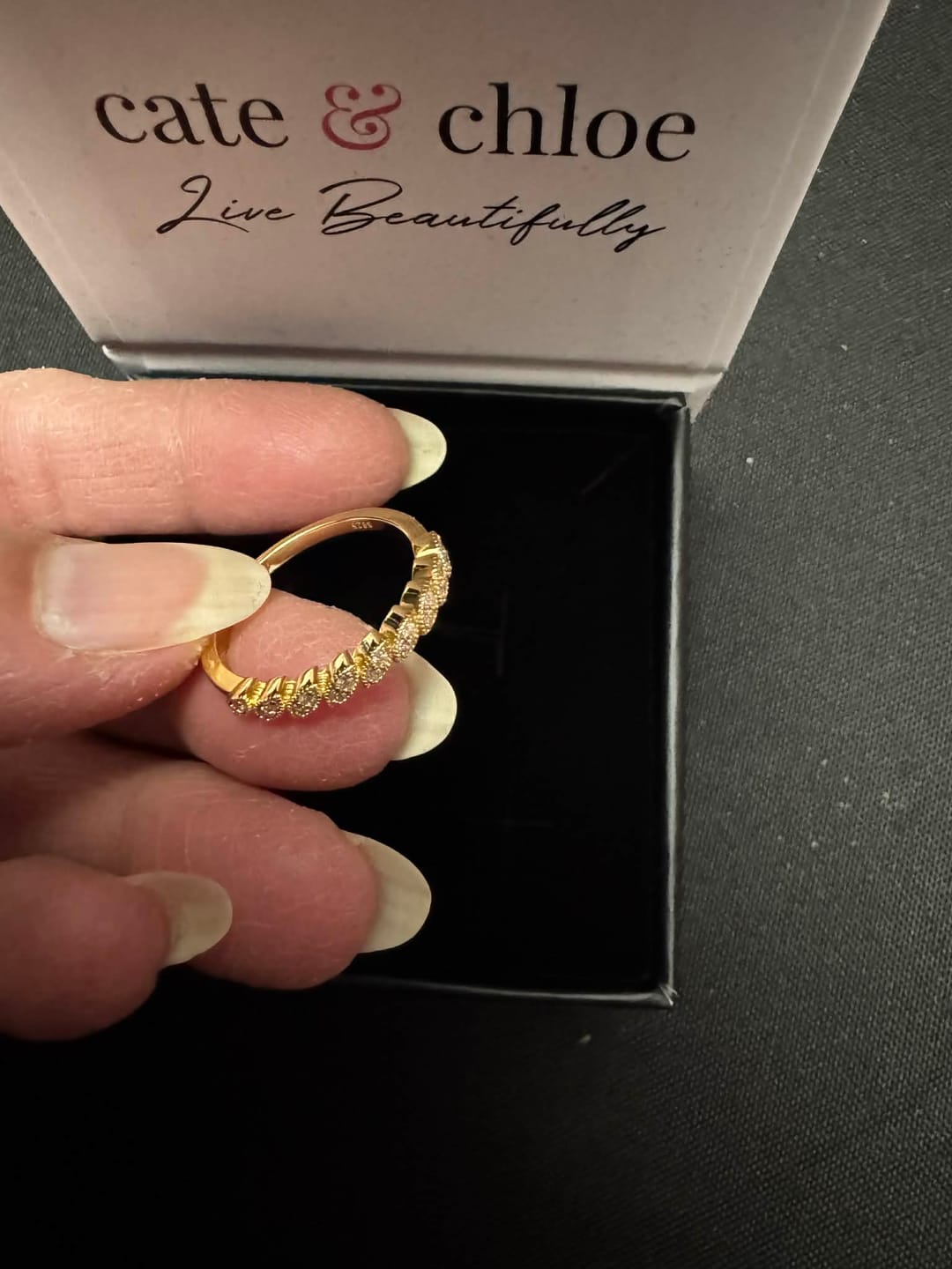 Customer photo review of Tori 18k White Gold Plated Ring with Round Cut Swarovski Crystals