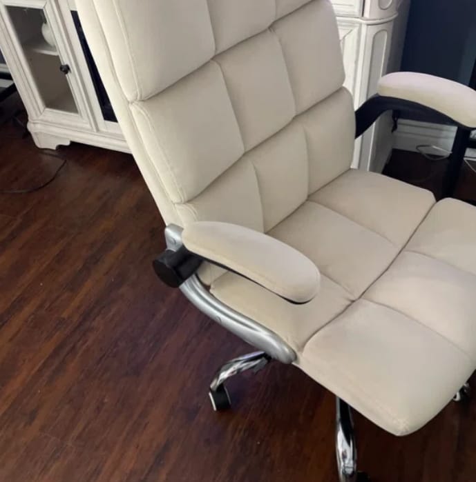 Customer photo review of Homrest Ergonomic Flannel Desk Chair with Flip-Up Arms - Beige