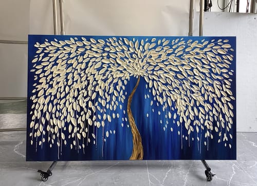 Customer photo review of Celestial Bloom – Textured Abstract Tree Oil Painting