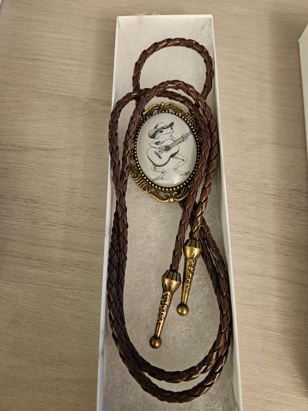 Customer photo review of Bolo Tie with Frog Western Cowboy String Tie