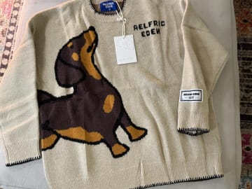 Customer photo review of Aelfric Eden Hand Drawn Dachshund Jacquard Sweater